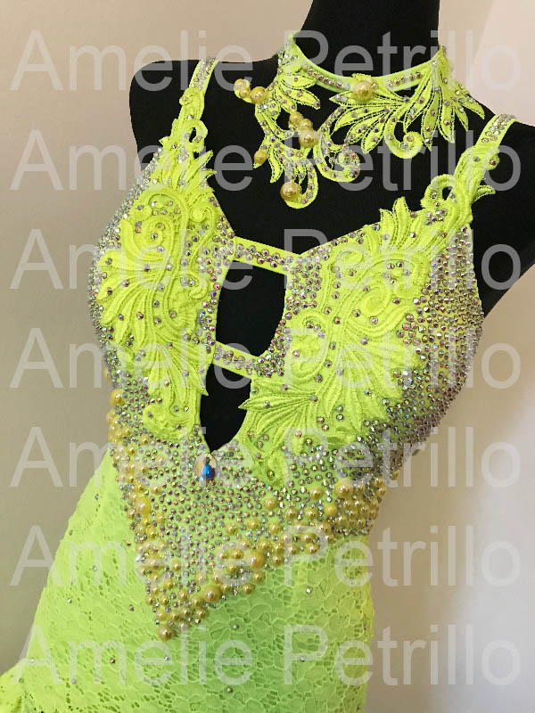 黄色ラテンドレスLT132 | 社交ダンスドレス衣装販売 Amelie（アメリ 