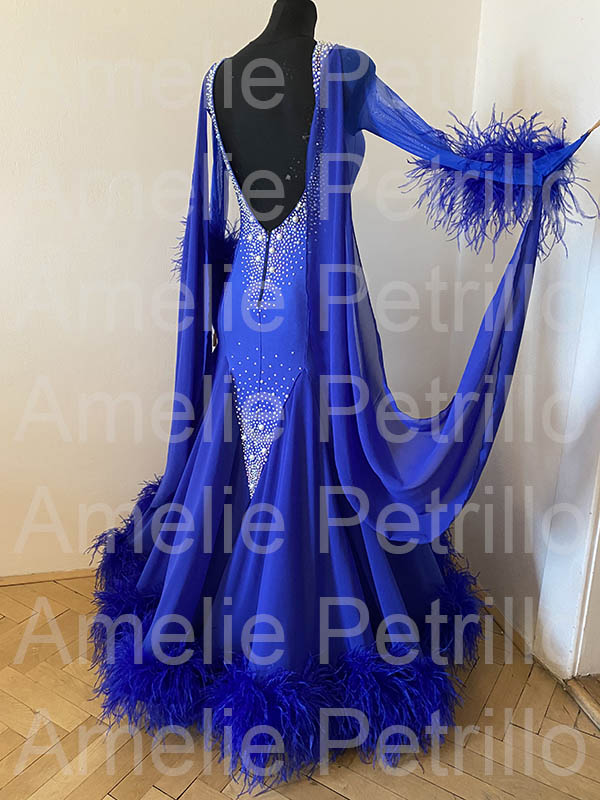青スタンダードドレスST284 | 社交ダンスドレス衣装販売 Amelie