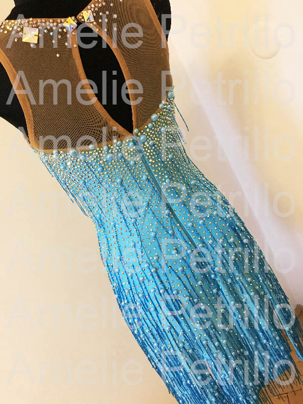 水色ラテンドレスLA145 | 社交ダンスドレス衣装販売 Amelie（アメリ 